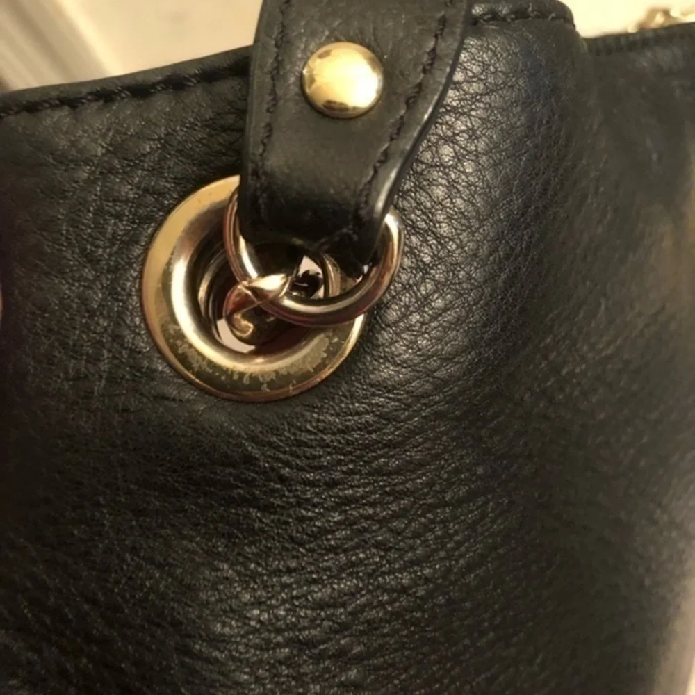 Michael kors black leather two way chain crossbody top handle bag